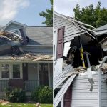 car crash into a house